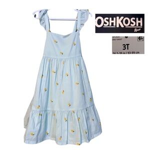 OshKosh B'gosh Light Blue Kids Dress with Yellow Pineapples. 3T NWT, Summer